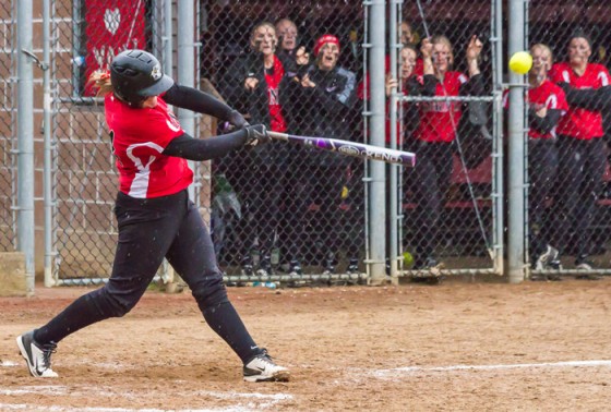 Freshman Mercedes Green gets a hit Monday against Chemeketa.