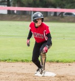 Freshman SheaLee Lindsey attemps to lead off a base against Chemeketa on April 21.