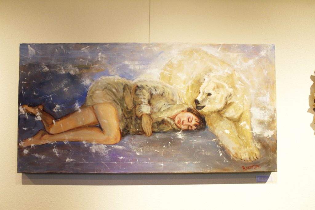 "Sleeping w/ Polar Bear" by Hilarie Couture. Photo by Matana McIntire.