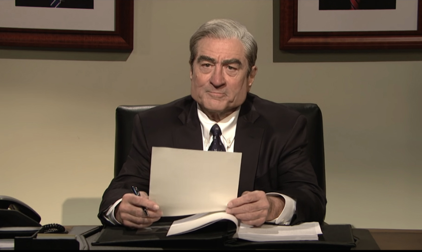 Robert De Niro on the set of SNL preforming a political skit.