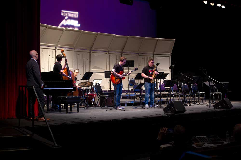 Group of students playing in a school band