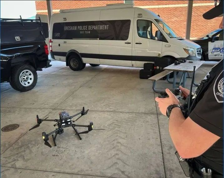 Gresham PD Controls a drone. Photo from Gresham Police.